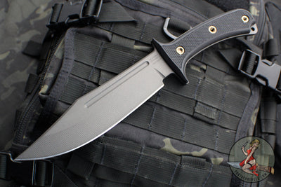 RMJ Tactical- Jungle Combat Fixed Blade Knife- Black G-10 Scale- Tungsten Gray Finished Nitro-V