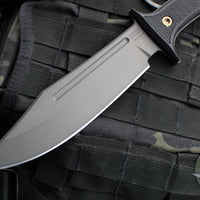 RMJ Tactical- Jungle Combat Fixed Blade Knife- Black G-10 Scale- Tungsten Gray Finished Nitro-V