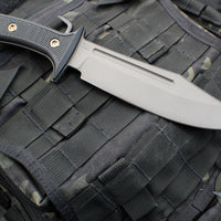 RMJ Tactical- Jungle Combat Fixed Blade Knife- Black G-10 Scale- Tungsten Gray Finished Nitro-V