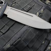 RMJ Tactical- Jungle Combat Fixed Blade Knife- Black G-10 Scale- Tungsten Gray Finished Nitro-V