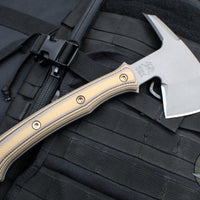 RMJ Tactical- Pathfinder Tomahawk- Tungsten Cerakote Finished- Hyena Brown G-10