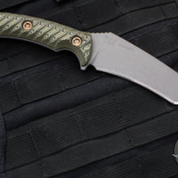 RMJ Tactical- Peregrine Fixed Blade- Tungsten Finish- Dirty Olive G-10 Handle