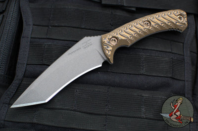 RMJ Tactical- Peregrine Fixed Blade- Tungsten Finish- Hyena Brown G-10 Handle