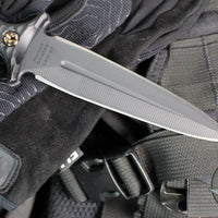 RMJ Tactical Raider Dagger Fixed Blade Combat Knife- Graphite Black Finish- Black G-10