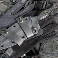 RMJ Tactical Raider Dagger Fixed Blade Combat Knife- Graphite Black Finish- Black G-10