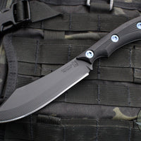 RMJ Tactical- Ratatosk Fixed Blade Knife- Black G-10 Scale- Graphite Black Finished Blade- Blue Or Bronze Hardware