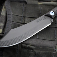 RMJ Tactical- Ratatosk Fixed Blade Knife- Black G-10 Scale- Graphite Black Finished Blade- Blue Or Bronze Hardware