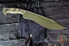 RMJ Tactical- Sapper Fixed Blade Knife- Dirty Olive G-10 Scale- OD Green Finished 80CRV2 Steel