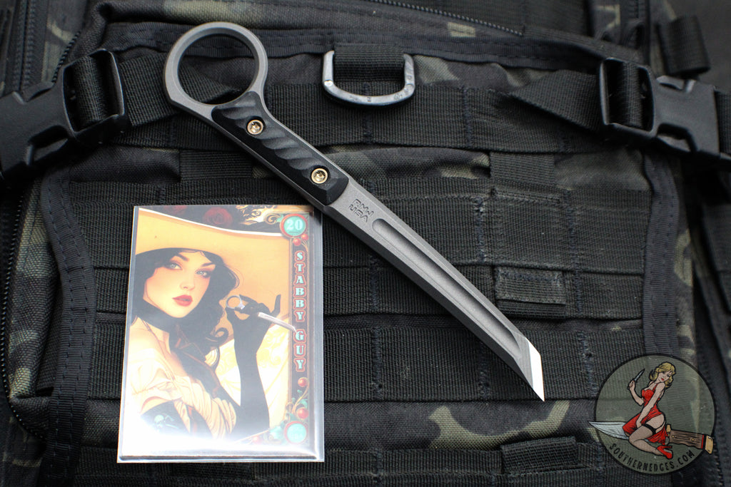 Rmj Chisel RMJ Stabby Guy- Ringed Chisel Tip- Tungsten Finished- Black G-10- Bron ...