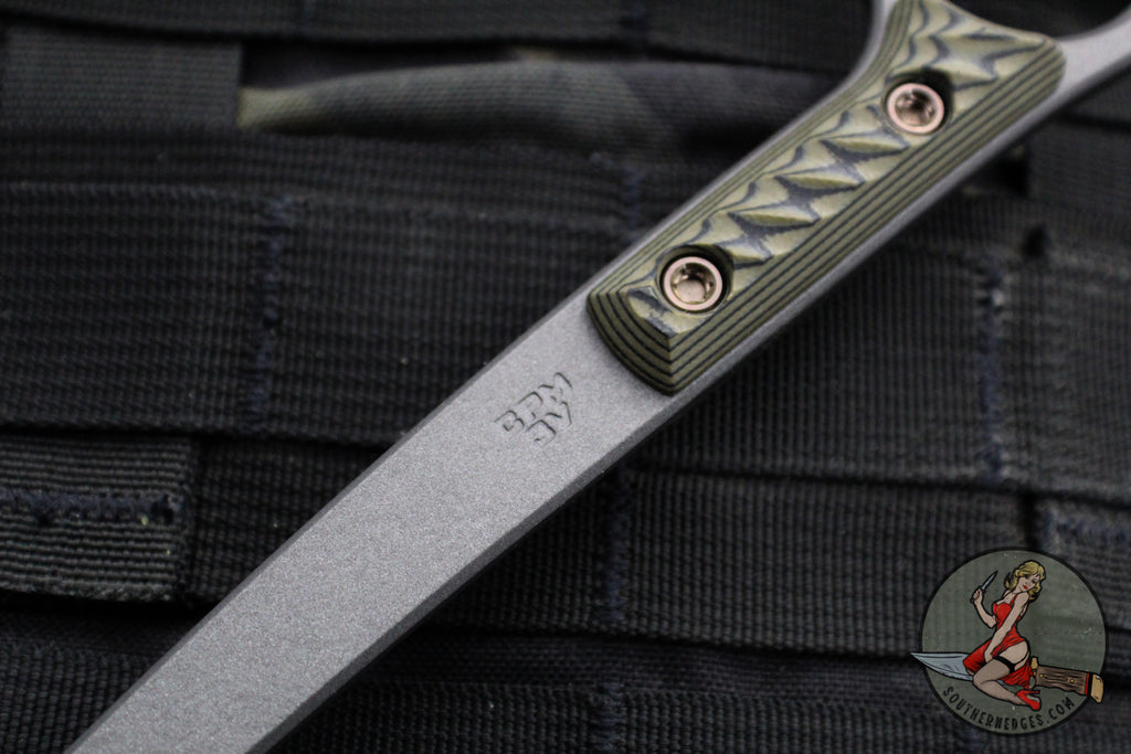 Rmj Chisel RMJ Stabby Guy- Ringed Chisel Tip- Tungsten Finished- Dirty Olive G-10 ...