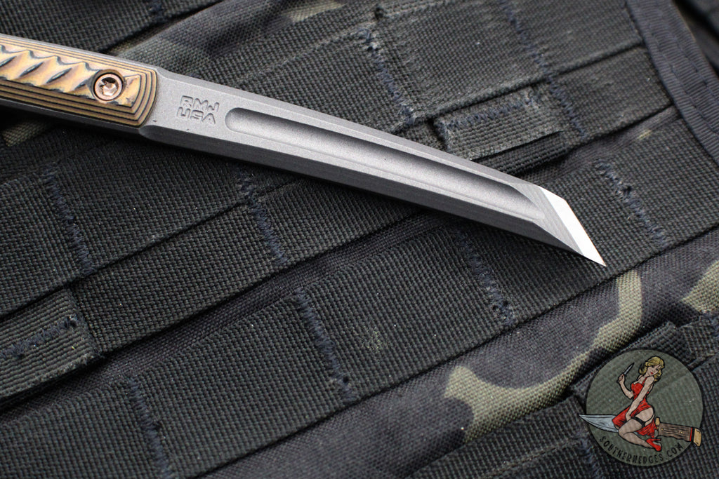 Rmj Chisel RMJ Stabby Guy- Ringed Chisel Tip- Tungsten Finished- Hyena Brown G-10 ...