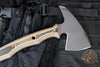 RMJ Tactical- Storm Crow Tomahawk- Tungsten Cerakote Finished- Hyena Brown G-10