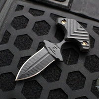 RMJ Tactical BUB- Back Up Push Dagger- Double Edge- Graphite Black Finish- Black G-10