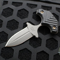 RMJ Tactical BUB- Back Up Push Dagger- Double Edge- Tungsten Finish- Black G-10