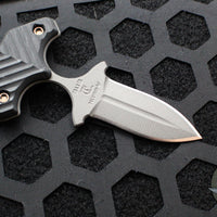 RMJ Tactical BUB- Back Up Push Dagger- Double Edge- Tungsten Finish- Black G-10