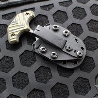 RMJ Tactical BUB- Back Up Push Dagger- Double Edge- Tungsten Finish- Dirty Olive G-10