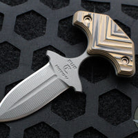 RMJ Tactical BUB- Back Up Push Dagger- Double Edge- Tungsten Finish- Hyena Brown G-10