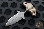 RMJ Tactical BUB- Back Up Push Dagger- Double Edge- Tungsten Finish- Hyena Brown G-10