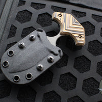 RMJ Tactical BUB- Back Up Push Dagger- Double Edge- Tungsten Finish- Hyena Brown G-10