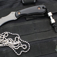 RMJ Gym Rat- Small EDC/Neck Knife- Tungsten Gray- Black G-10 Handle