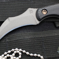 RMJ Gym Rat- Small EDC/Neck Knife- Tungsten Gray- Black G-10 Handle