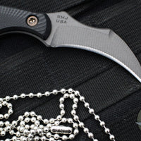 RMJ Gym Rat- Small EDC/Neck Knife- Tungsten Gray- Black G-10 Handle