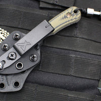 RMJ Gym Rat- Small EDC/Neck Knife- Tungsten Gray- Dirty Olive G-10 Handle