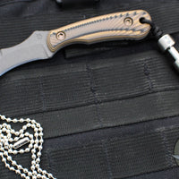 RMJ Gym Rat- Small EDC/Neck Knife- Tungsten Gray- Hyena Brown G-10 Handle