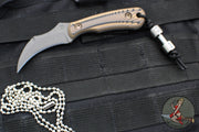 RMJ Gym Rat- Small EDC/Neck Knife- Tungsten Gray- Hyena Brown G-10 Handle