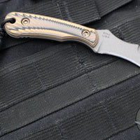 RMJ Gym Rat- Small EDC/Neck Knife- Tungsten Gray- Hyena Brown G-10 Handle