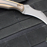 RMJ Gym Rat- Small EDC/Neck Knife- Tungsten Gray- Hyena Brown G-10 Handle