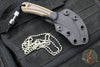 RMJ Gym Rat- Small EDC/Neck Knife- Tungsten Gray- Hyena Brown G-10 Handle