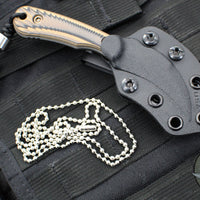 RMJ Gym Rat- Small EDC/Neck Knife- Tungsten Gray- Hyena Brown G-10 Handle