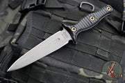 RMJ Tactical Raider Dagger Fixed Blade Combat Knife- Tungsten Finish- Black G-10