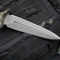 RMJ Tactical Raider Dagger Fixed Blade Combat Knife- Tungsten Finish- Dirty Olive G-10