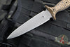 RMJ Tactical Raider Dagger Fixed Blade Combat Knife- Tungsten Finish- Hyena Brown G-10