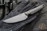 RMJ Unmei Fixed Blade Knife- Graphite Black Finished-  Black G-10 Handle