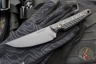 RMJ Unmei Fixed Blade Knife- Graphite Black Finished-  Black G-10 Handle