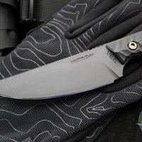 RMJ Unmei Fixed Blade Knife- Graphite Black Finished-  Black G-10 Handle