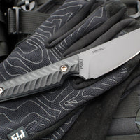 RMJ Unmei Fixed Blade Knife- Graphite Black Finished-  Black G-10 Handle