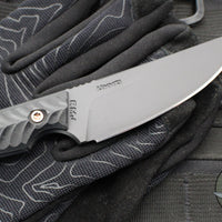 RMJ Unmei Fixed Blade Knife- Graphite Black Finished-  Black G-10 Handle
