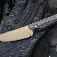 RMJ Unmei Fixed Blade Knife- Midnight Bronze Finished-  Black G-10 Handle