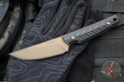 RMJ Unmei Fixed Blade Knife- Midnight Bronze Finished-  Black G-10 Handle