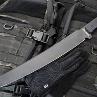 Blackside Customs Tokyo Drifter Fixed Blade Wakizashi- Black Blade Finish- Black Aluminum Scales- Black HW BSC-TD-BLK-BLKA