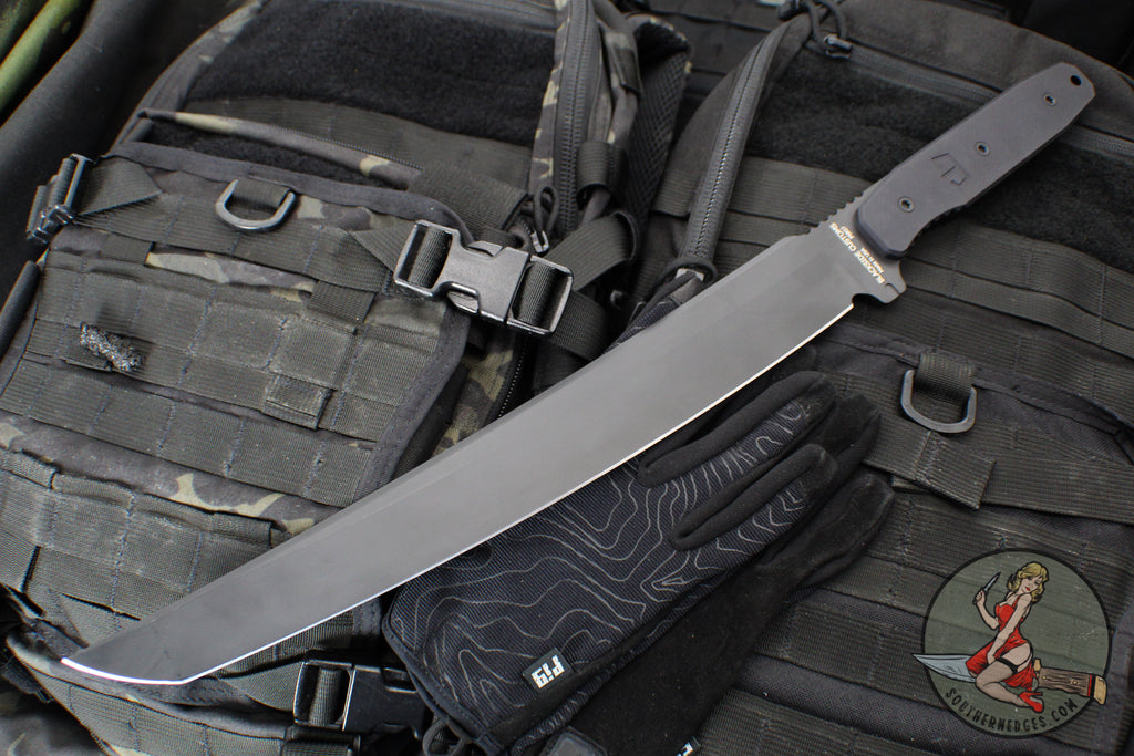 Blackside Customs Tokyo Drifter Fixed Blade Wakizashi- Black Blade Finish- Black Aluminum Scales- Black HW BSC-TD-BLK-BLKA