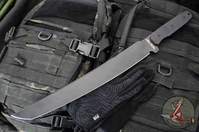 Blackside Customs Tokyo Drifter Fixed Blade Wakizashi- Black Blade Finish- Black Aluminum Scales- Black HW BSC-TD-BLK-BLKA