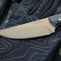 RMJ Unmei Fixed Blade Knife- Midnight Bronze Finished-  Black G-10 Handle