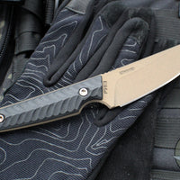 RMJ Unmei Fixed Blade Knife- Midnight Bronze Finished-  Black G-10 Handle