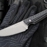 RMJ Unmei Fixed Blade Knife- Tungsten Finished-  Black G-10 Handle