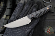 RMJ Unmei Fixed Blade Knife- Tungsten Finished-  Black G-10 Handle